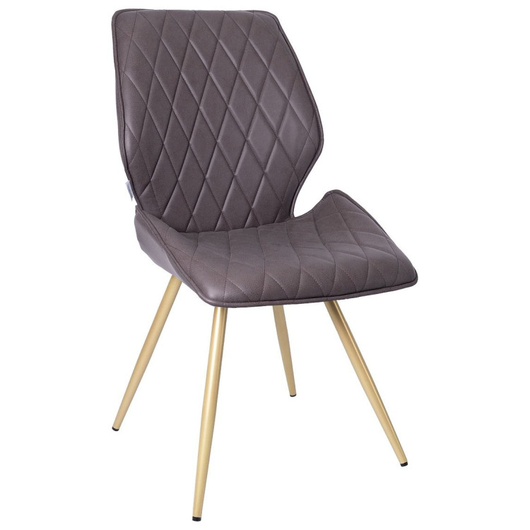 Стулья DC231 Стул мягкий поворотный 180, ШОКОЛАД экокожа, каркас металл, шампань КРУГЛЫЙ