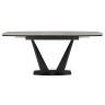 Стол обеденный ВЕЙЛ 160 с керамической столешницей, цвет серый мрамор (larka grey) на металлическом каркасе черного цвета