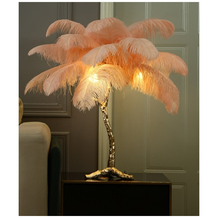 Свет Лампа настольная с перьями  FEATHER LAMP, Цвет: розовый