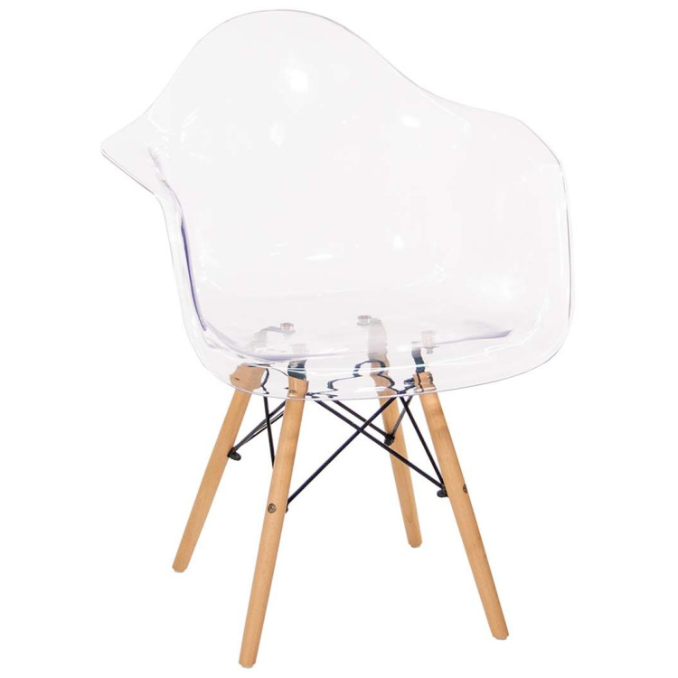 Стул-кресло GH8525 P Стул пластиковый с подлокотниками, ПРОЗРАЧНЫЙ, каркас бук