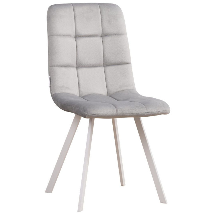 Стулья C919/DC809 Стул мягкий, СЕРЫЙ#h19 велюр, каркас металл белый КВАДРАТ