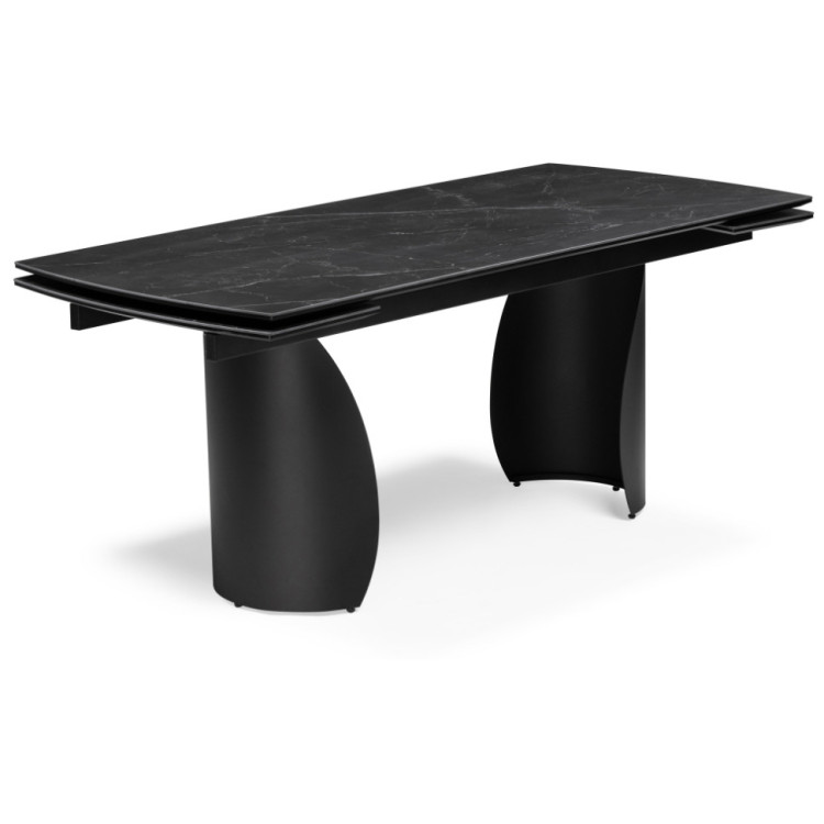 Керамические столы Готланд 160(220)х90х79 черный мрамор / черный