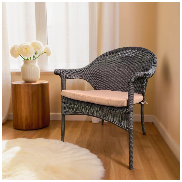 Кресла из искусственного ротанга Плетеное кресло LV-140B Brown с подушкой в комплекте