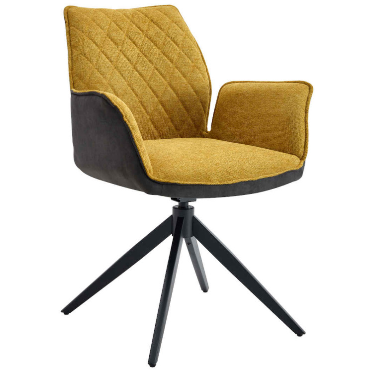 Стул-кресло DC875 Стул мягкий поворот. с подлокот., ГОРЧИЧНЫЙ/КОРЧ/#BREGO77/YUMA38, каркас металл черный КВАДРАТ