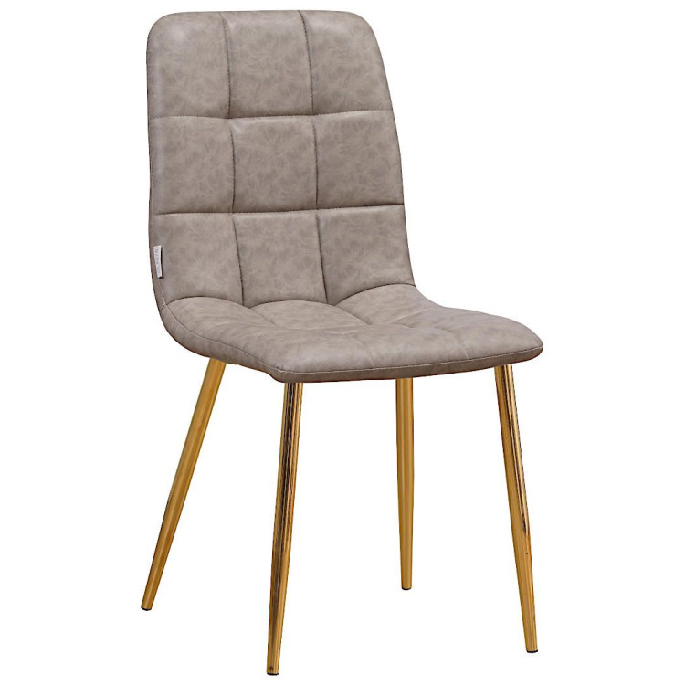 Стулья C919/DC809 Стул мягкий, КЭМЕЛ#18-27 экокожа, каркас металл золото КРУГЛЫЙ