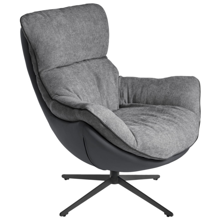 HUG кресло для отдыха с комбинированной обивкой шенилл/экокожа, цвет темно-серый