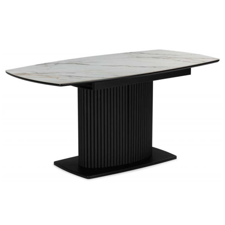 ФЕСТЕР 160 стол с керамической столешницей, цвет белый мрамор (gilt white) / черный