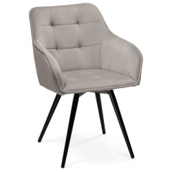 Стул-кресло Идас серый / черный глянец с подлокотниками