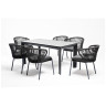 Обеденная группа ВЕНЕТО на 6 персон со стульями МИЛАН, каркас темно-серый, роуп темно-серый