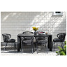Обеденная группа ВЕНЕТО на 6 персон со стульями МИЛАН, каркас темно-серый, роуп темно-серый