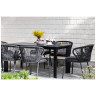 Обеденная группа ВЕНЕТО на 6 персон со стульями МИЛАН, каркас темно-серый, роуп темно-серый