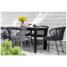 Обеденная группа ВЕНЕТО на 6 персон со стульями МИЛАН, каркас темно-серый, роуп темно-серый