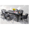 Обеденная группа ВЕНЕТО на 6 персон со стульями МИЛАН, каркас темно-серый, роуп темно-серый