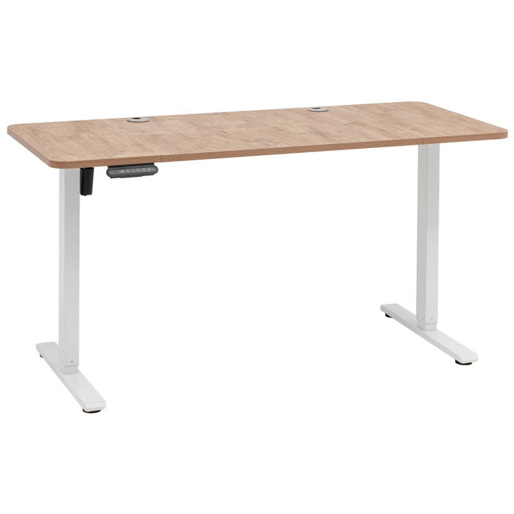 Компьютерные столы Стол с регулировкой высоты, 1 мотор, память 3 уровня высоты,белый, 140*60 см, светлое дерево