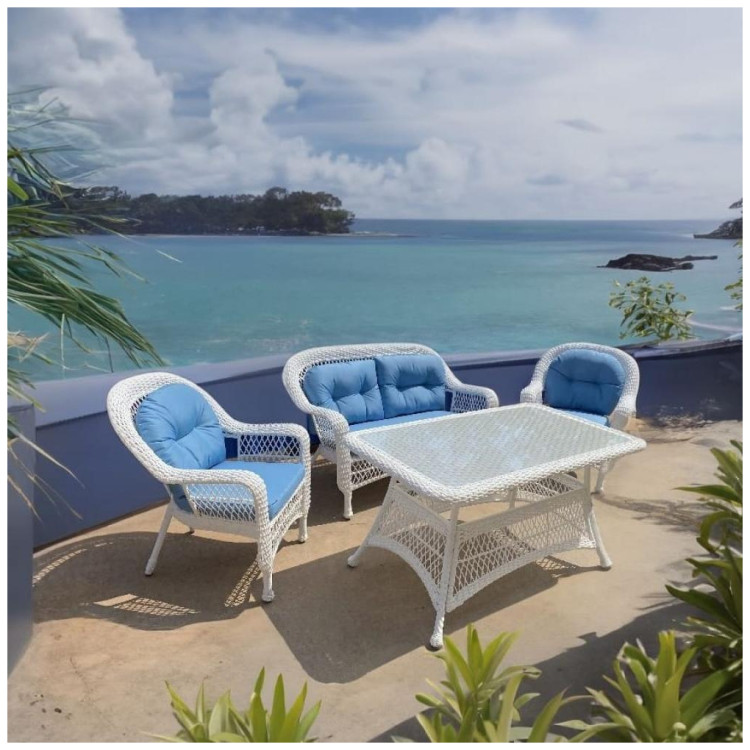 Обеденные группы с диванами Комплект плетеной мебели T130-LV520 White