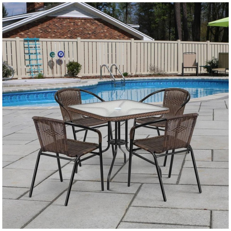 Обеденные группы Комплект мебели Николь-2B TLH-037BR2/080SR-80х80 Brown (4+1)