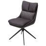Стул полукресло LEROY 360 поворотный, комбинированная обивка экокожа / букле, цвет серый / черный, DISAUR