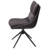 Стул полукресло LEROY 360 поворотный, комбинированная обивка экокожа / букле, цвет серый / черный, DISAUR
