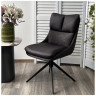 Стул полукресло LEROY 360 поворотный, комбинированная обивка экокожа / букле, цвет серый / черный, DISAUR