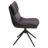 Стул полукресло LEROY 360 поворотный, комбинированная обивка экокожа / букле, цвет серый / черный, DISAUR