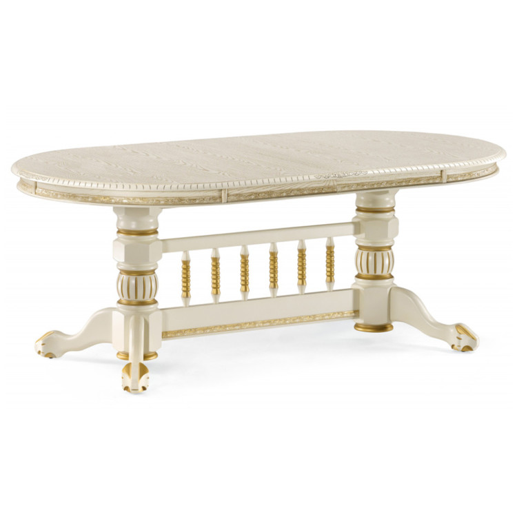 КАНТРИ 200 обеденный стол из массива дерева, цвет кремовый с золотой патиной КАНТРИ 200 обеденный стол из массива дерева, цвет кремовый с золотой патиной