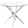 Стеклянные столы DT631 Стол обеденный стеклянный D90, основание металл хром