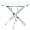 Стеклянные столы DT631 Стол обеденный стеклянный D90, основание металл хром