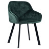 Стул-кресло DC-399 Стул мягкий с подлокотниками, ЗЕЛЕНЫЙ велюр, каркас металл черный КВАДРАТ