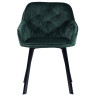 Стул-кресло DC-399 Стул мягкий с подлокотниками, ЗЕЛЕНЫЙ велюр, каркас металл черный КВАДРАТ
