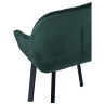 Стул-кресло DC-399 Стул мягкий с подлокотниками, ЗЕЛЕНЫЙ велюр, каркас металл черный КВАДРАТ