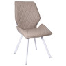 Стулья DC230 Стул мягкий, БЕЖЕВЫЙ экокожа, каркас металл, белый КВАДРАТ