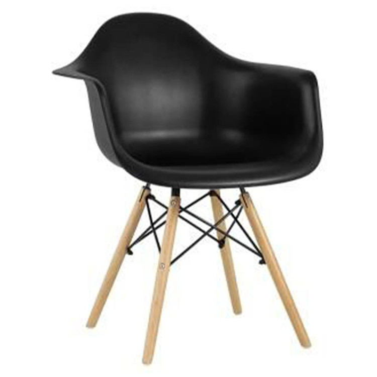 Стул-кресло GH8525 Стул пластиковый с подлокотниками, ЧЕРНЫЙ, каркас бук