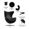 Дизайнерские кресла Кресло EGG STYLE CHAIR чёрный, натуральная кожа