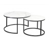Стеклянные столики Комплект Signal ATLANTA C, 2 стола журнальных (эффект белого мрамора/черный мат)