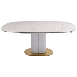 Стол обеденный раскладной Атриум-2 MC3035-140W, 140(30+30)х100х77 см, белая керамика
