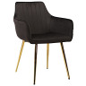GRETTA (DC836) Стул мягкий с подлокотниками, ЧЕРНЫЙ#G62-50 велюр, каркас металл золото
