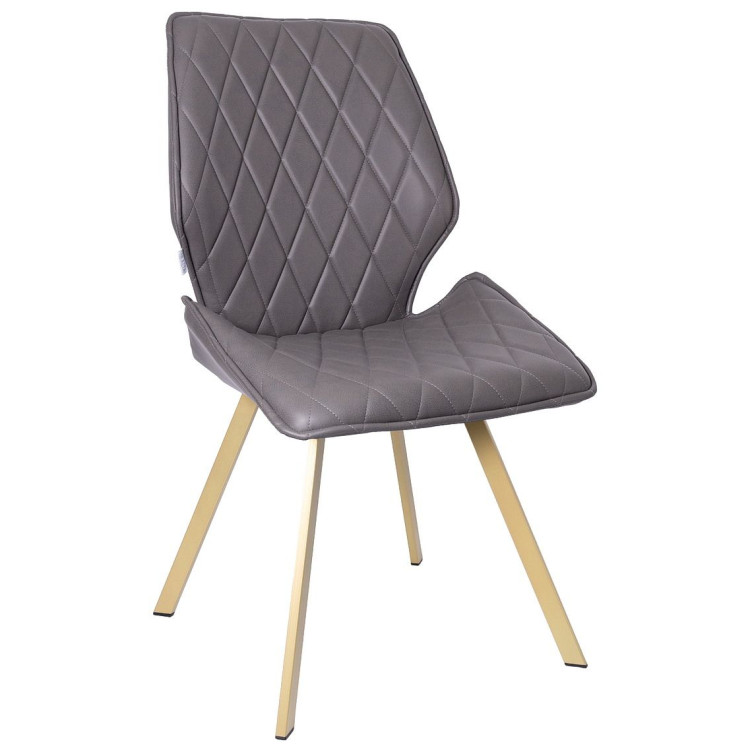 Стулья DC233 Стул мягкий поворотный 360, СЕРЫЙ экокожа, каркас металл, шампань КВАДРАТ