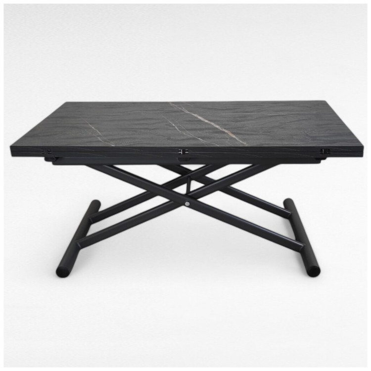 В2442-3 стол трансформер со столешницей из пластика, цвет черно-коричневый мрамор, каркас антрацит