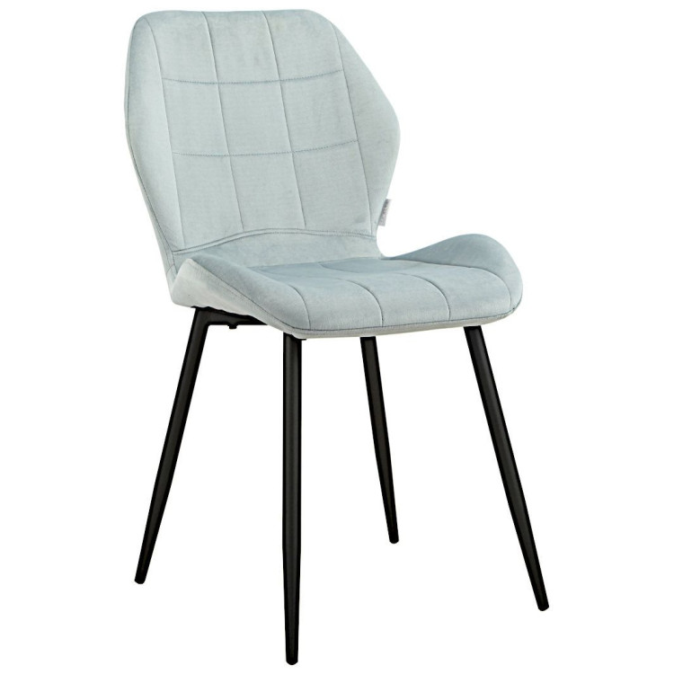 Стулья DC827 Стул мягкий, ПЫЛЬНО-ГОЛУБОЙ#G62-81 велюр, каркас металл черный КРУГЛЫЙ