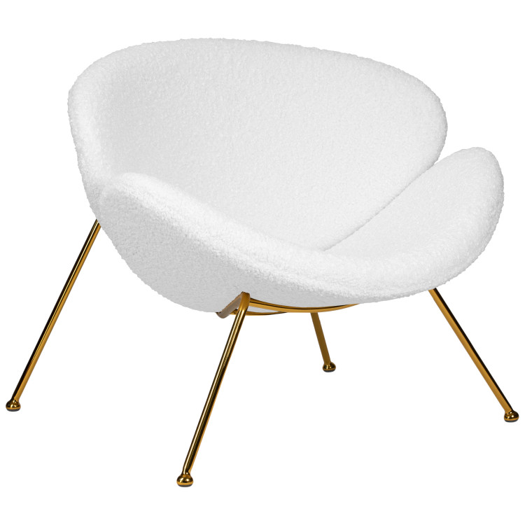 Кресла дизайнерские Кресло дизайнерское DOBRIN EMILY, белый (букле) ткань, золотое основание