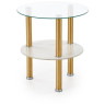 Стеклянные столики Стол журнальный Halmar DUCAT S (белый мрамор/прозрачный/золотой)