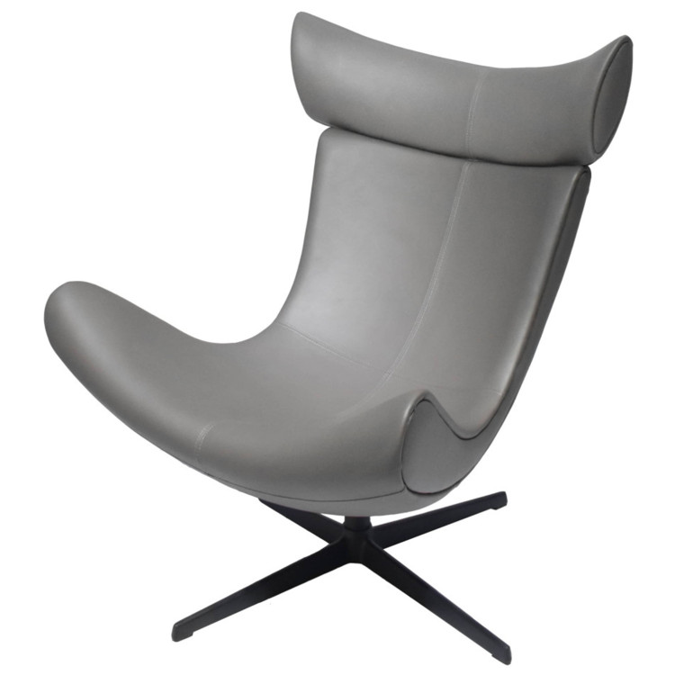 Дизайнерское лаунж-кресло TORO серый, экокожа