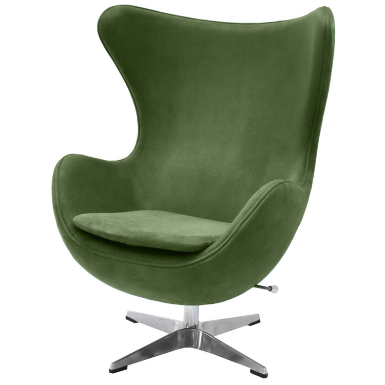 Дизайнерское лаунж-кресло EGG STYLE CHAIR зеленый, искусственная замша