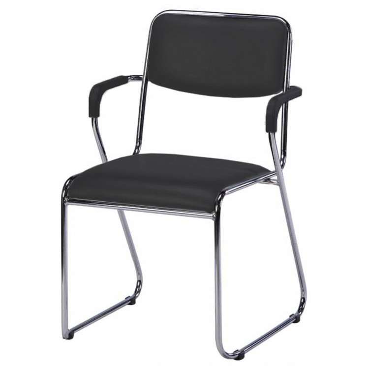 EVERPROF FIX PLUS кресло с подлокотниками для посетителей с обивкой экокожей, цвет черный / основание хром
