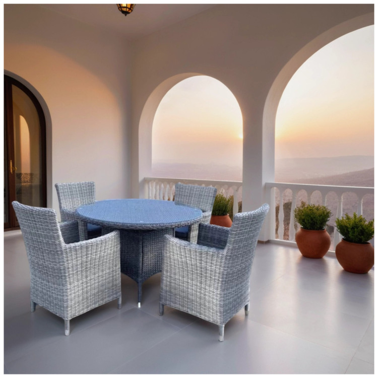 Садовые обеденные группы Комплект плетеной мебели AM-395C/T395 Grey (4+1)