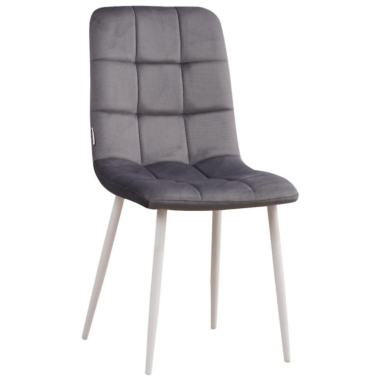 Стулья C919/DC809 Стул мягкий, ГРАФИТ#h21 велюр, каркас металл белый КРУГЛЫЙ