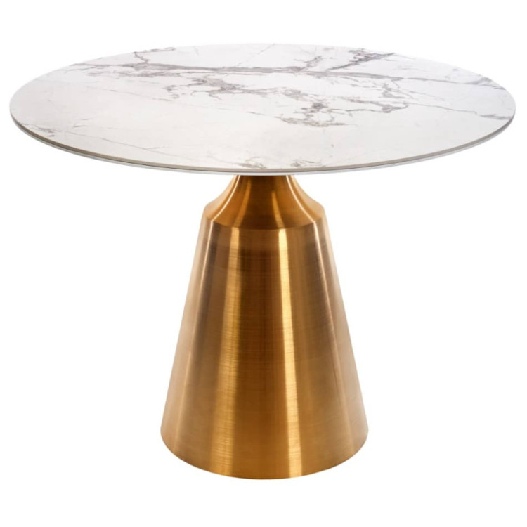 Керамические столы Стол Yoda диам.100см, керамогранит белый мрамор Керамические столы Стол Yoda диам.100см, керамогранит белый мрамор