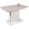 ГРАНД-20 раздвижной кухонный стол со стеклянной столешницей на опоре-тумба