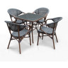 Комплект плетеной мебели 1+2 круглый стол А1016 и стул-кресла D2003S с подлокотниками в темно-коричневом цвете