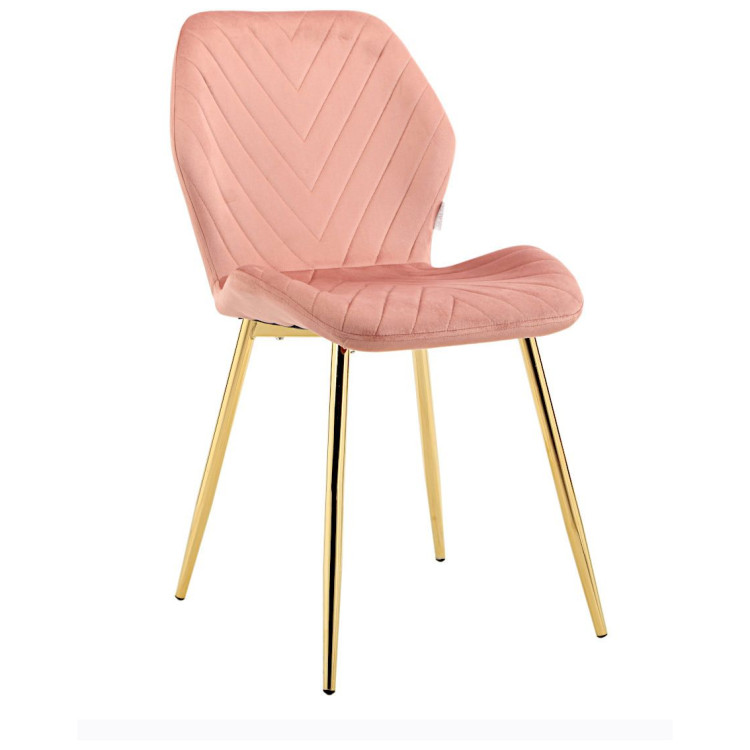 Стулья DC828 Стул мягкий, ПЫЛЬНО-РОЗОВЫЙ#G62-23 велюр, каркас металл золото КРУГЛЫЙ